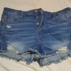 Denim Blue Distressed Women's Shorts
